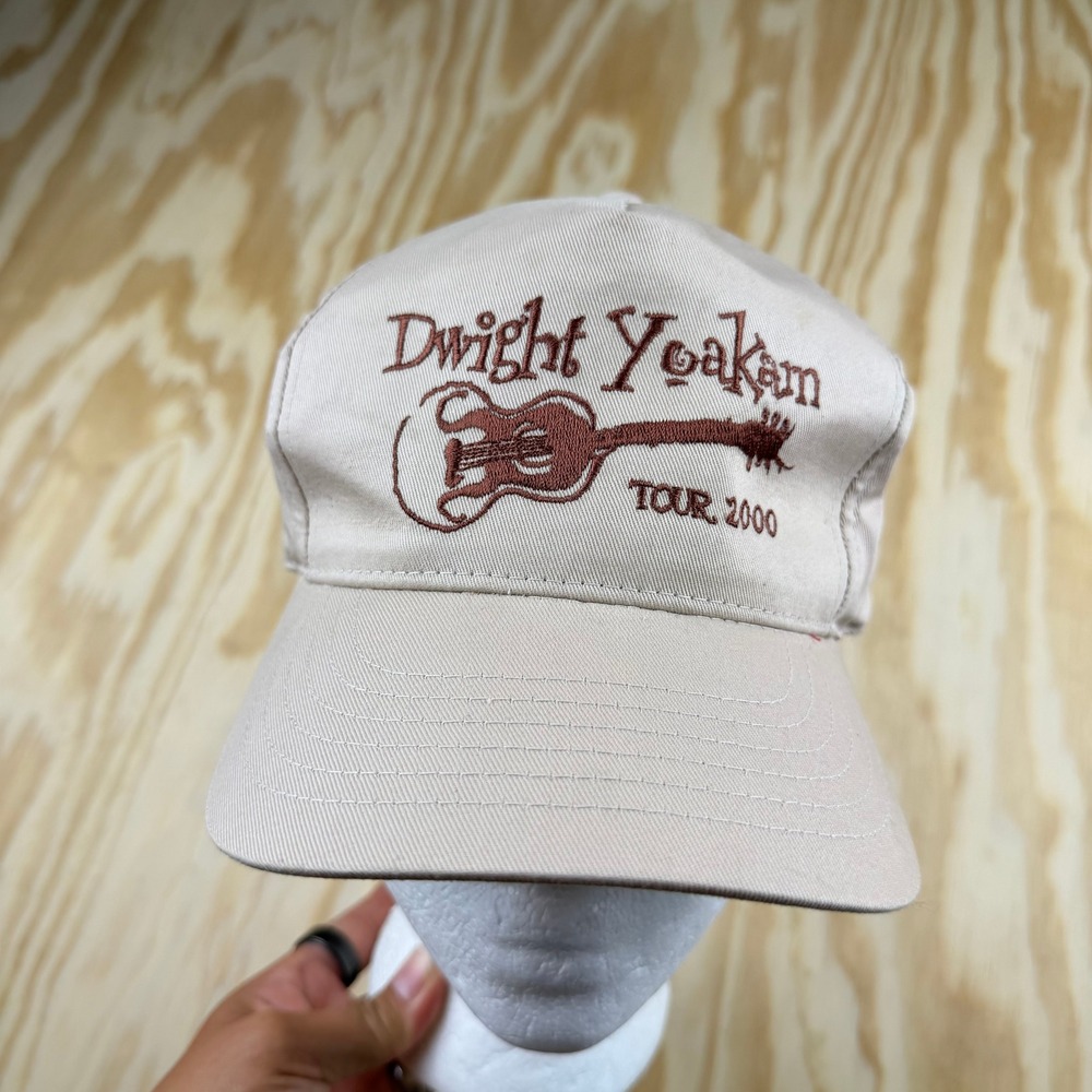 Dwight Yoakam Tour 2000 Vintage Snapback Hat Tan Cotton Guitar Embroidered Cap